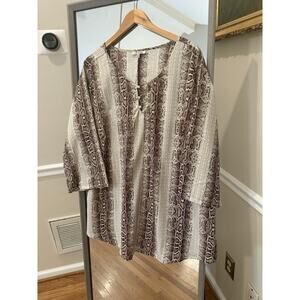 Vintage MPH Collection Button Down Shirt Blouse Top 3X Animal Print